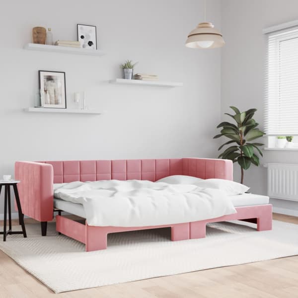 Dagbädd utdragbar rosa 80x200 cm sammet