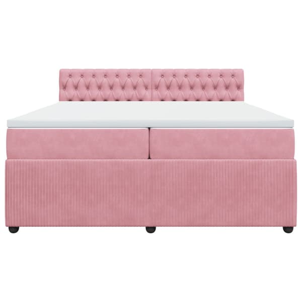 Ramsäng med madrass rosa 200x200 cm sammet