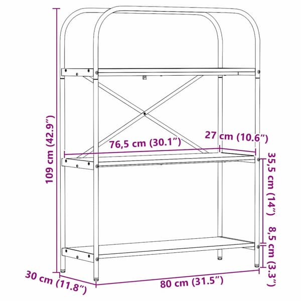 Hyllsystem Grå Sonoma 80 x 30 x 109 cm Konstruerat trä