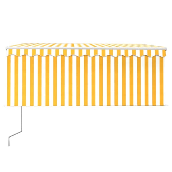 Automatisk markis m. vindsensor rullgardin LED 3,5x2,5m gul/vit