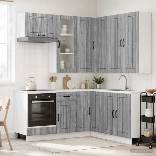 Köksenhet LUCCA 8 pcs Grå Sonoma Konstruerat trä