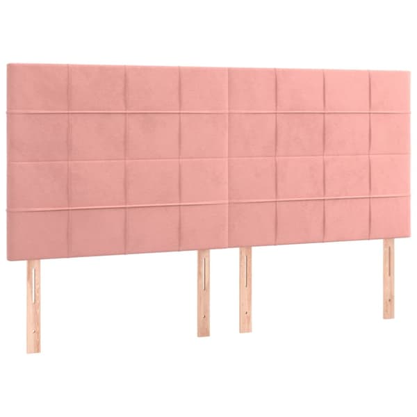 Ramsäng med madrass rosa & LED 180x200 cm sammet