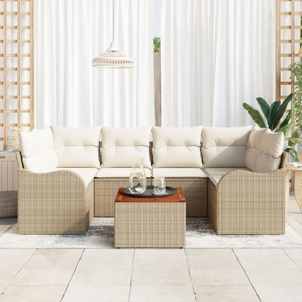 Trädgårdsoffset 7 st Beige konstrotting