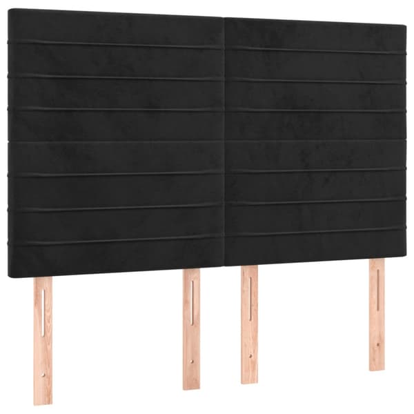 Sänggavel svart 144x5x118/128 cm sammet
