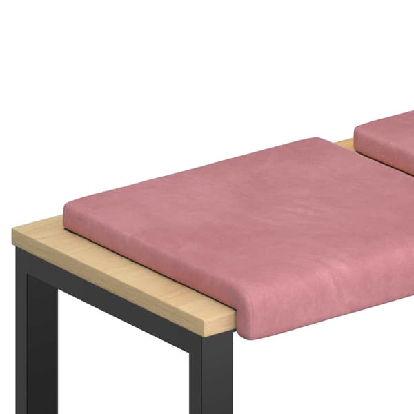 Bänk kudde 2 st Sammet Rosa Djup 35 cm