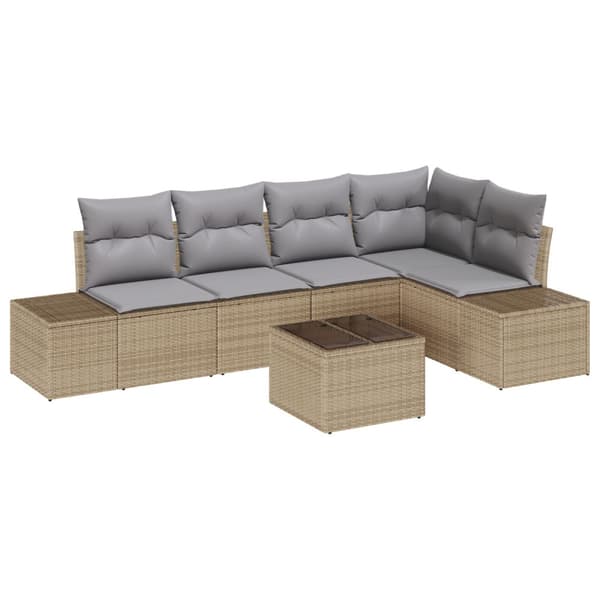 Trädgårdsoffset 6 pcs Beige konstrotting