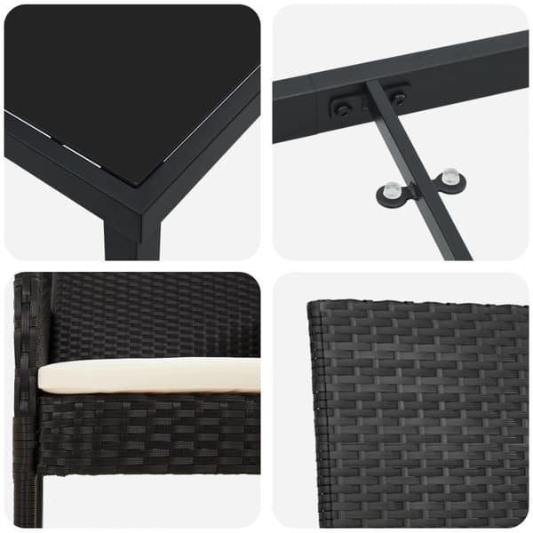 Trädgårdsmöbelset med kudde 9 pcs Svart konstrotting