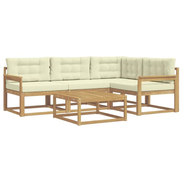 Utomhussoffset 5 pcs Vit och grädde 79 x 79 x 37 cm Polyester