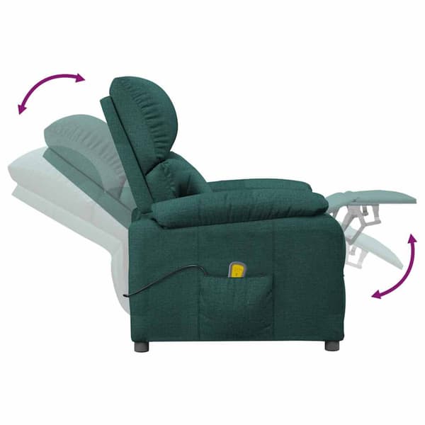 Massagefåtölj mörkgrön tyg
