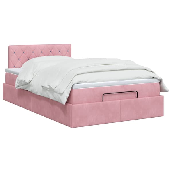 Ottoman säng med madrass Rosa 120 x 200 cm Sammet