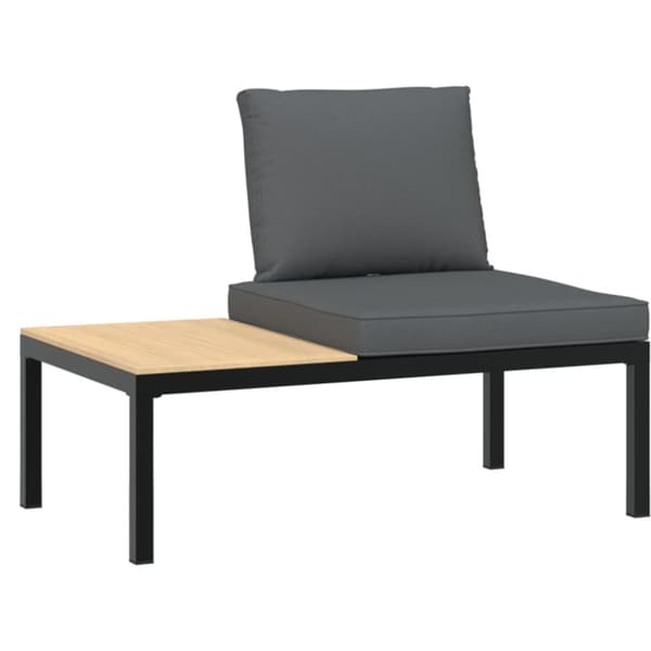 Trädgårdssoffa med dynor 3 delar svart aluminium