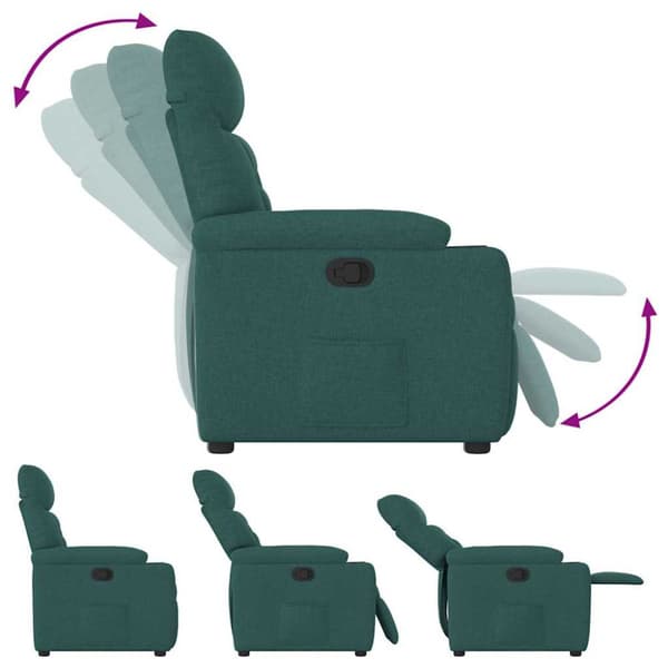 Reclinerfåtölj mörkgrön tyg