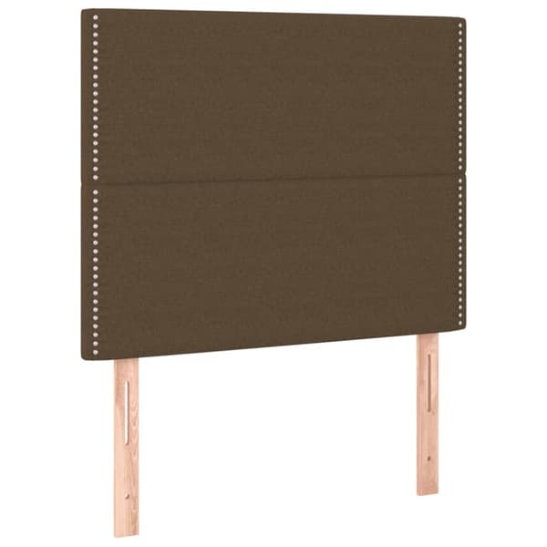 Ramsäng med madrass & LED mörkbrun 90x200 cm tyg