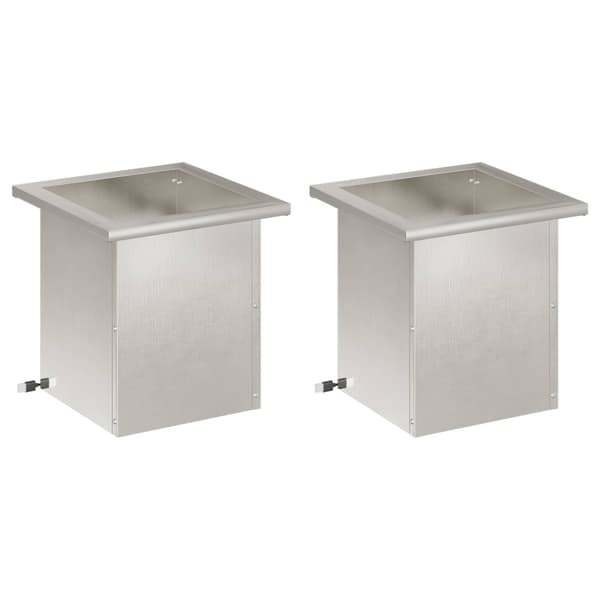 Odlingslåda med LED 2 st Silver 30 x 30 x 30 cm Rostfritt stål