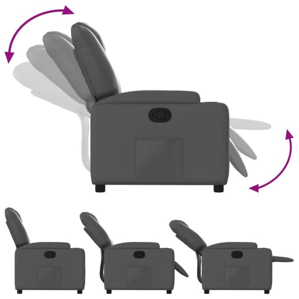 Reclinerfåtölj grå konstläder