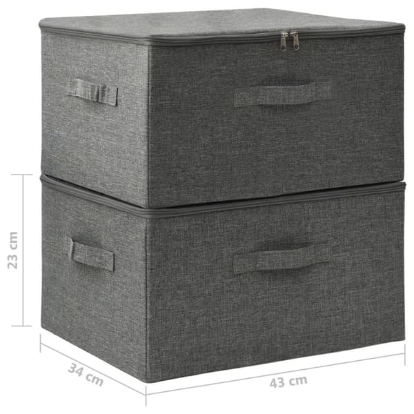 Förvaringslåda 2 st tyg 43x34x23 cm antracit