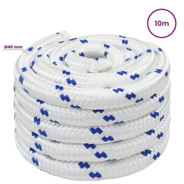 Mångsidigt bruksrep 40 mm 10 m Vit och blå PP