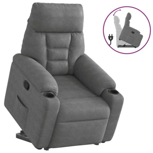 Reclinerfåtölj med uppresningshjälp mörkgrå mikrofibertyg
