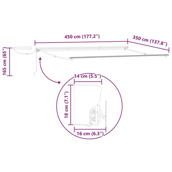 Elektrisk Retraktabel Markis Vit 4,5 × 3,5 m