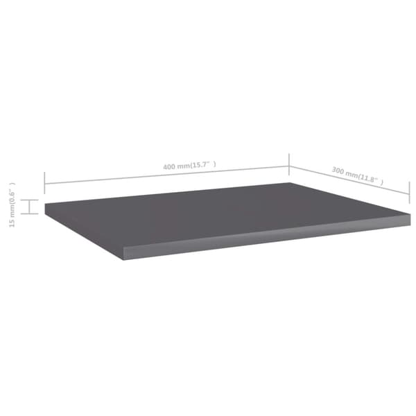 Hyllplan 4 st grå högglans 40x30x1,5 cm konstruerat trä