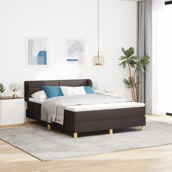 Boxspring Säng med Madrass Mörkbrun 160x200 cm Tyg