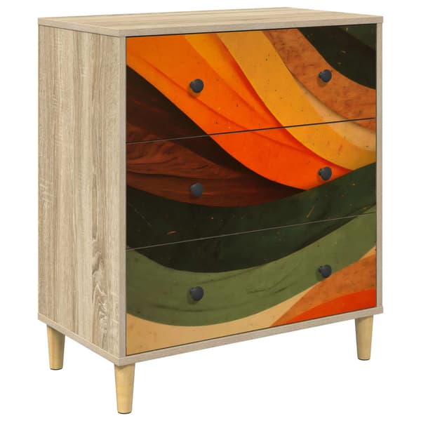 Kommode BONN Retro vågtryck 66 x 36,5 x 75 cm Konstruerat trä