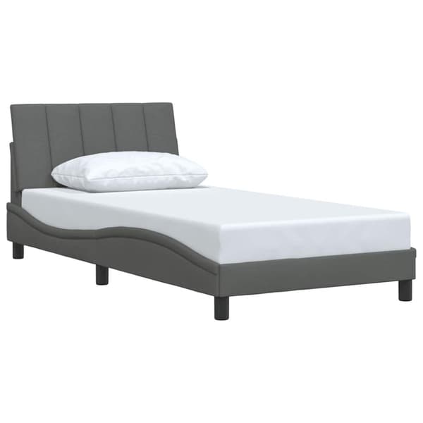 Bed Frame without Mattress "Hanko" Dark Grey 100x200 cm Fabric
