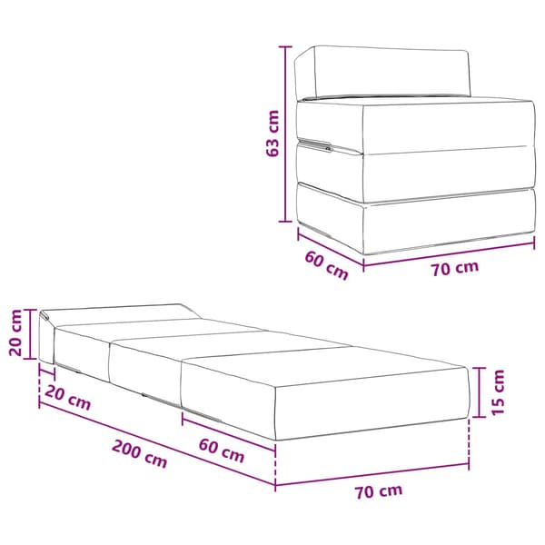 Fällbar Soffbed Mörkgrön 200 x 70 x 15 cm Tyg