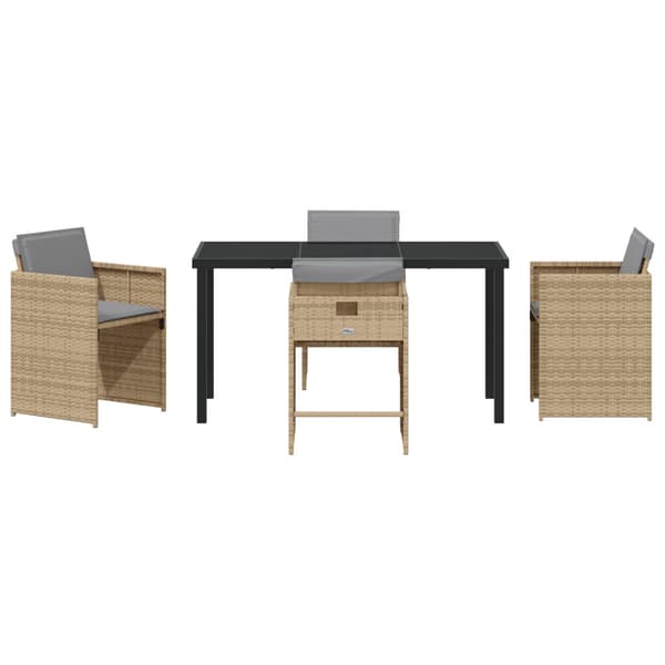 Trädgårdsmöbelset 5 pcs Beige konstrotting