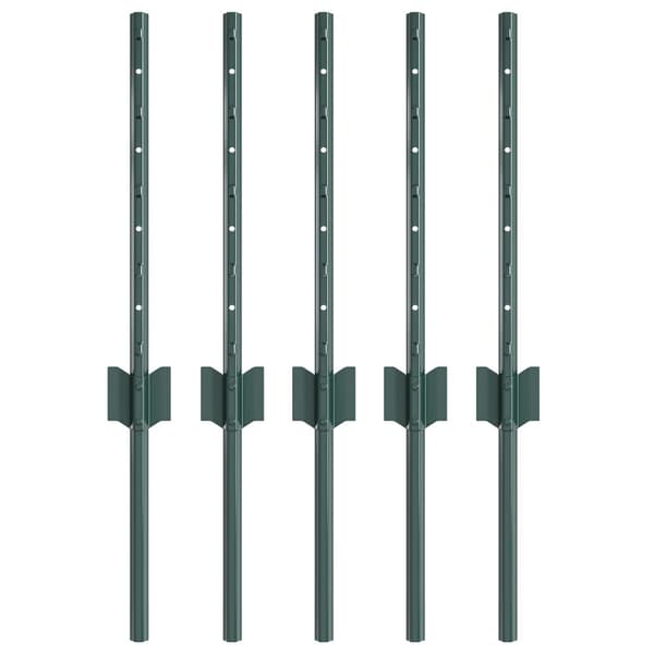 Stängselstolpe 5 pcs Grön 80 cm Stål