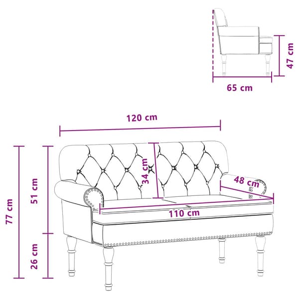 Loveseat med knapprapport Röd 120 x 65 x 77 cm Konstläder