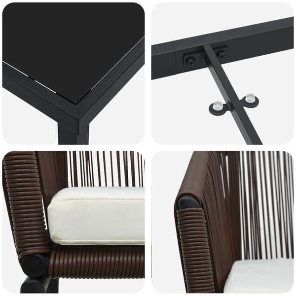 Trädgårdsmöbelset 9 pcs Brun Pulverlackerat stål