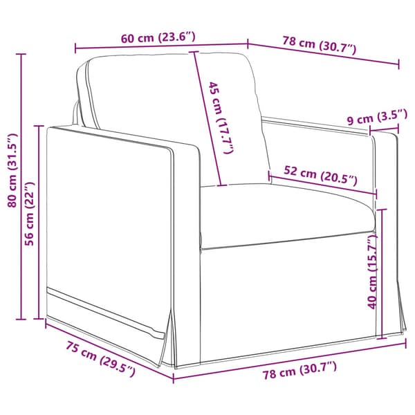 Soffa Mörkgrå 78 x 78 x 80 cm Sammet