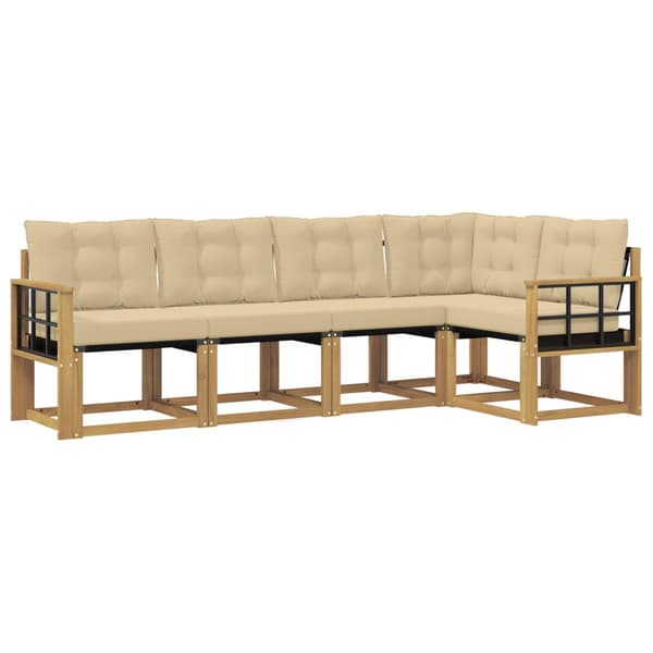 Utomhussoffset med kudde 5 pcs Vit och Beige