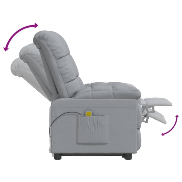 Massagefåtölj ljusgrå tyg