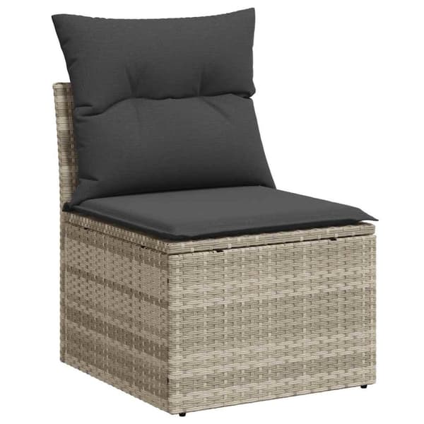 Trädgårdssoffset med dynor 7 delar ljusgrå konstrotting