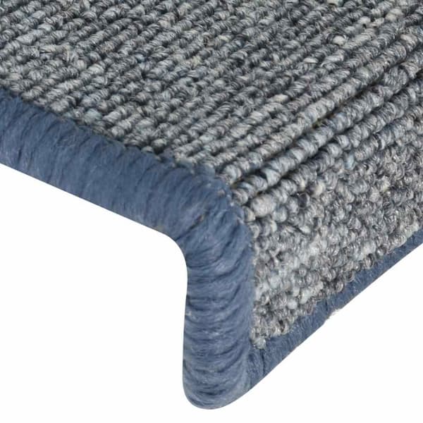 Trappmattor 30 st 65x21x4 cm ljusgrå och blå rektangulär kant