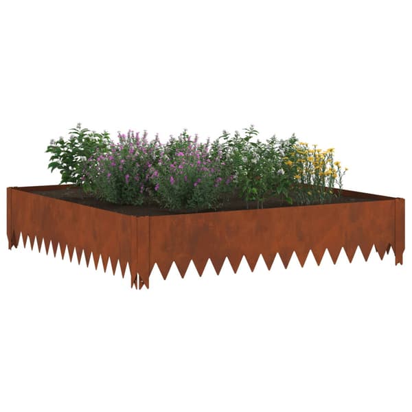 Kant för gräsmatta 4 pcs 100 x 100 x 20 cm Stål Rostig