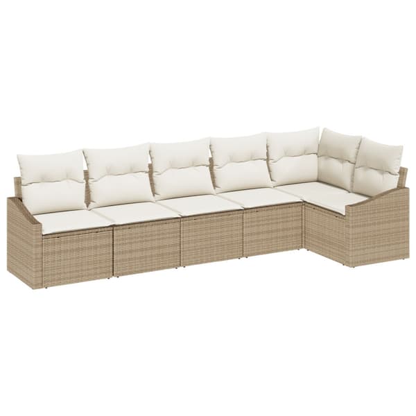 Soffset med kudde 6 pcs Beige konstrotting