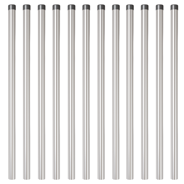 Stängselstolpe 12 pcs Silver 120 cm Pulverlackerad stål