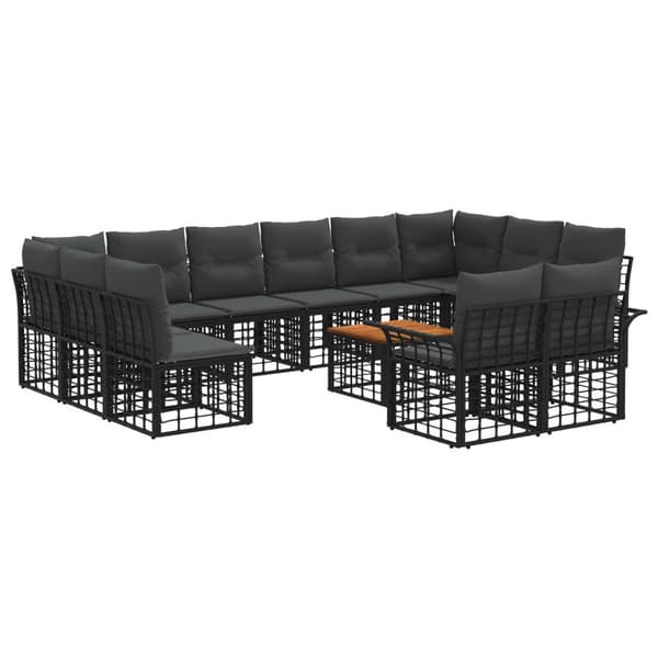 Utomhussoffset 13 pcs Svart och Mörkgrå Polyester