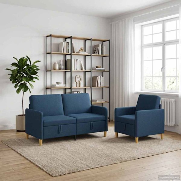 Soffgrupp med förvaring 2 pcs Blå Polyester