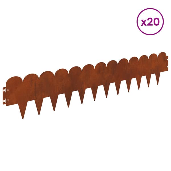 Kant för gräsmatta 20 pcs 103 x 20 cm Stål Rostig