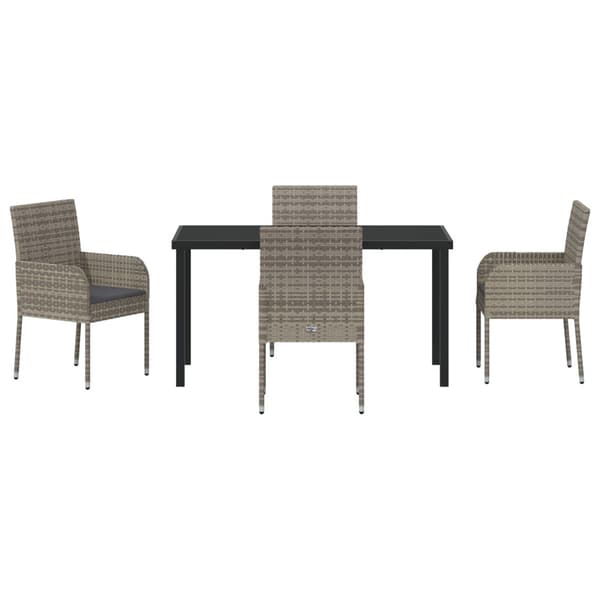 Trädgårdsmöbelset med kudde 5 pcs Grå konstrotting