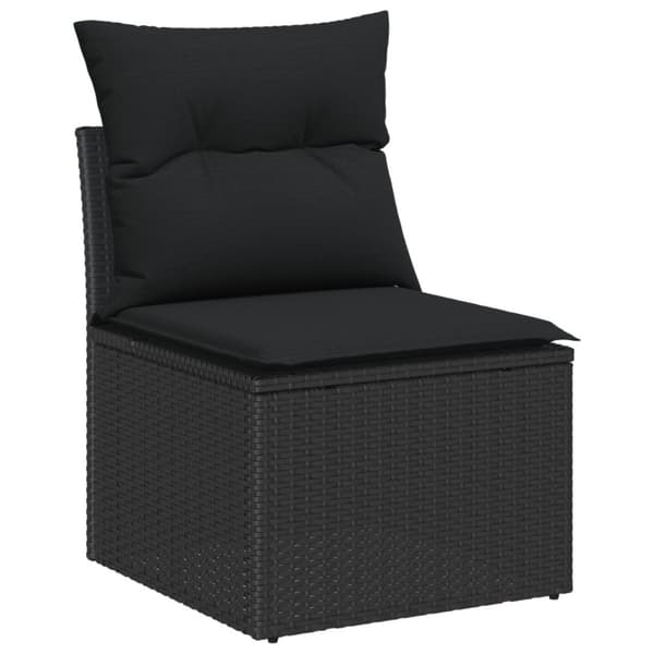 Trädgårdsoffset med kudde 5 pcs Svart konstrotting