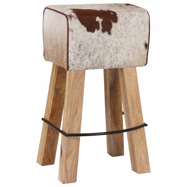 Barpall 2 st Brun och vit 44 x 33 x 74 cm Äkta läder