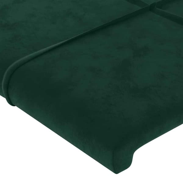 Sänggavel LED mörkgrön 103x16x118/128 cm sammet