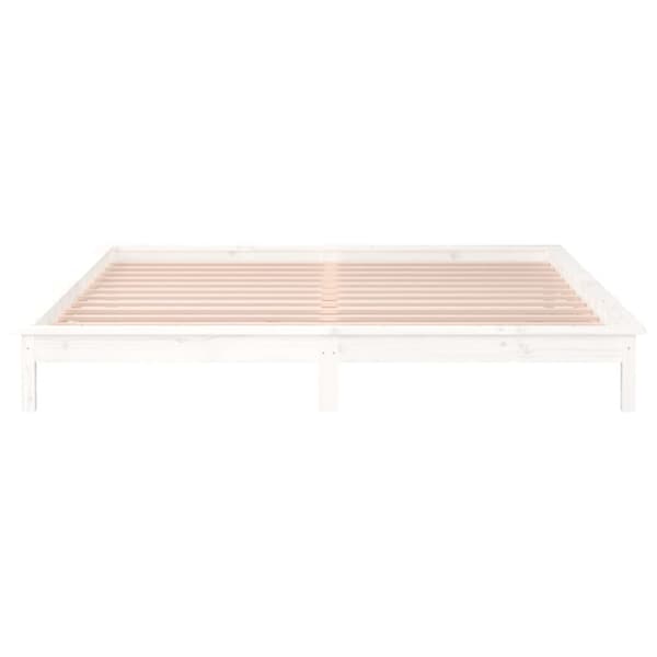 Sängram LED vit 150x200 cm massivt trä