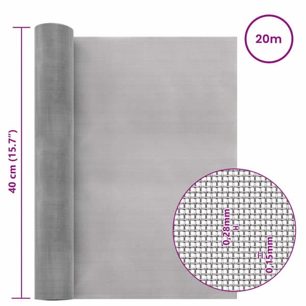 Nätduk 40 x 2000 cm 60 Mesh Rostfritt stål 201 Silver