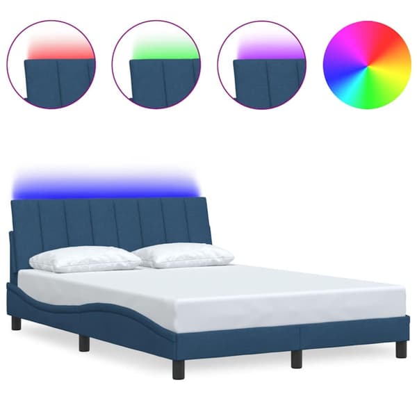 Bed Frame without Mattress "Hanko" Blue 120x200cm Fabric